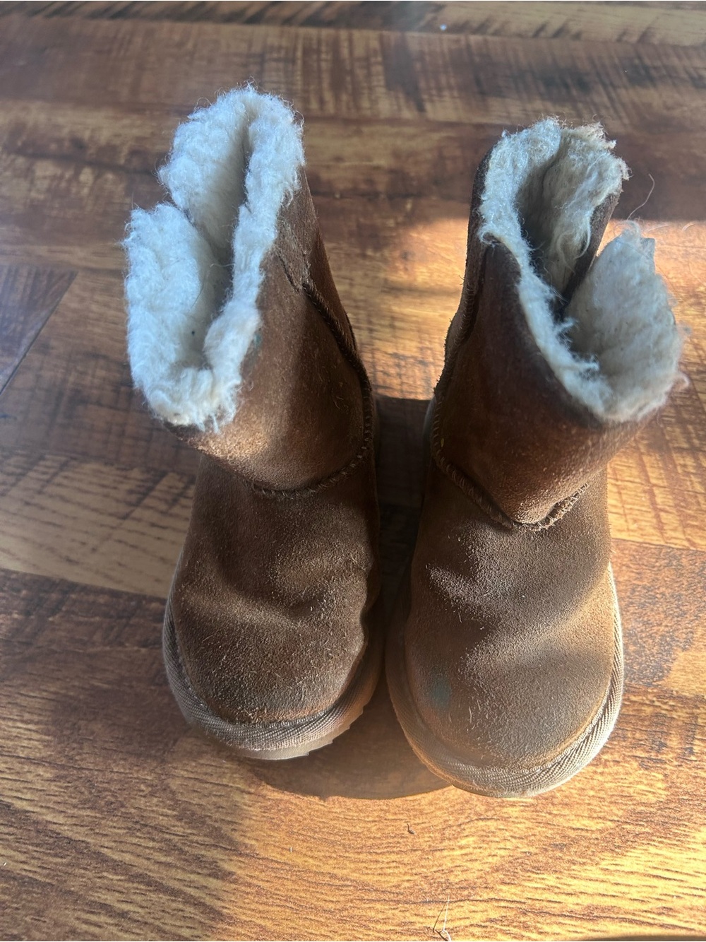 UGG Brown Suede Kids Shearling Boots